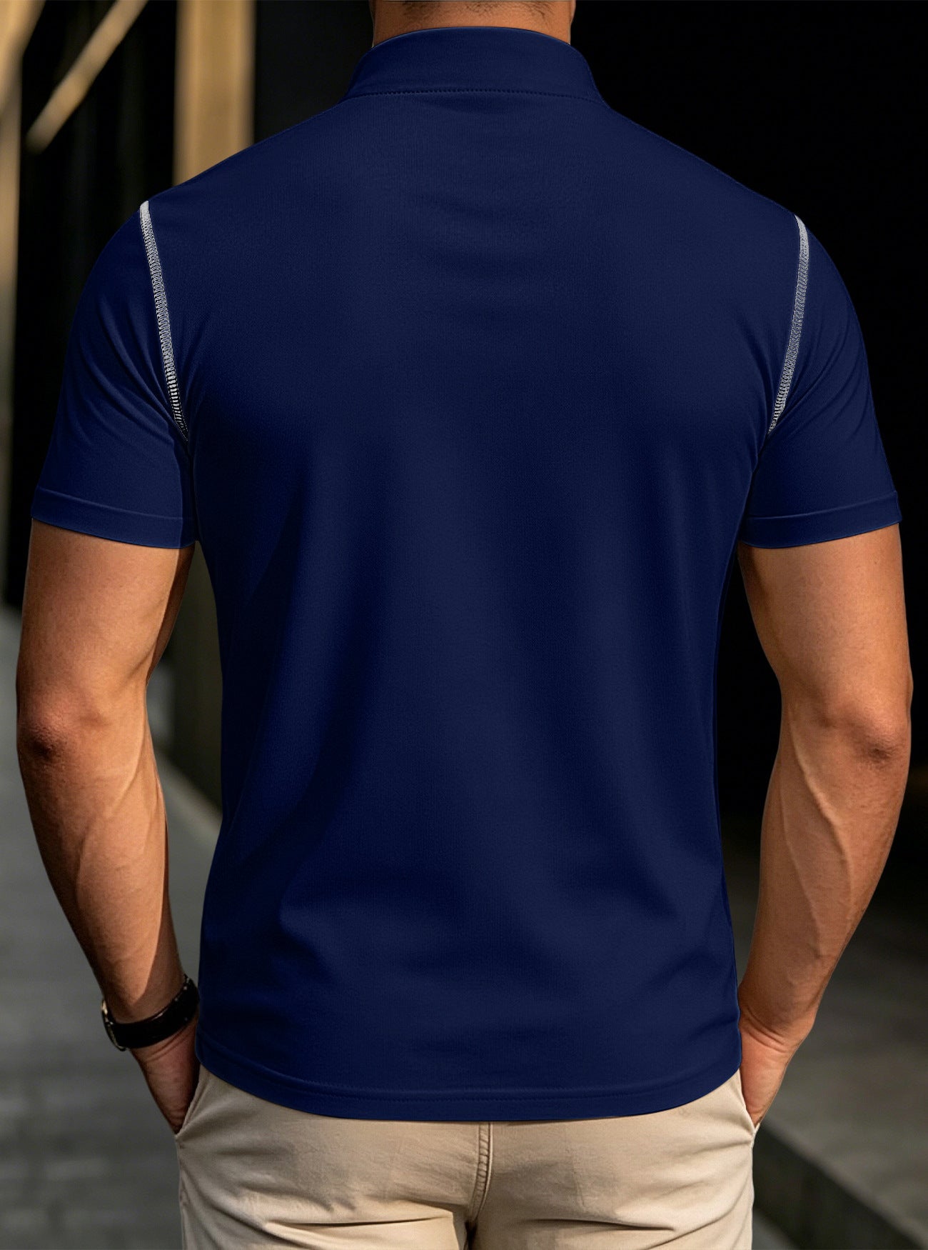 Men's Stand Collar Henley Polo Shirt