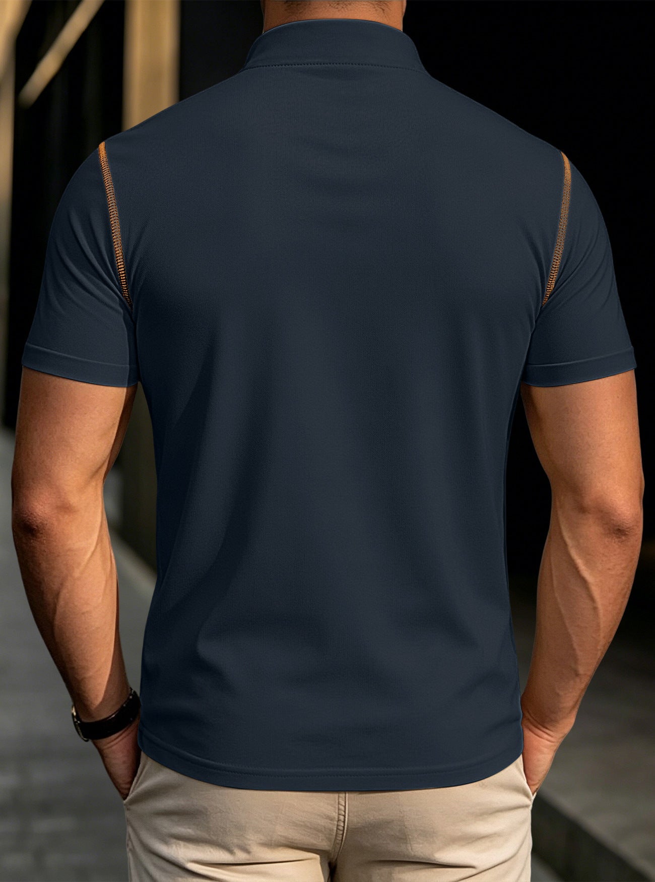 Men's Stand Collar Henley Polo Shirt
