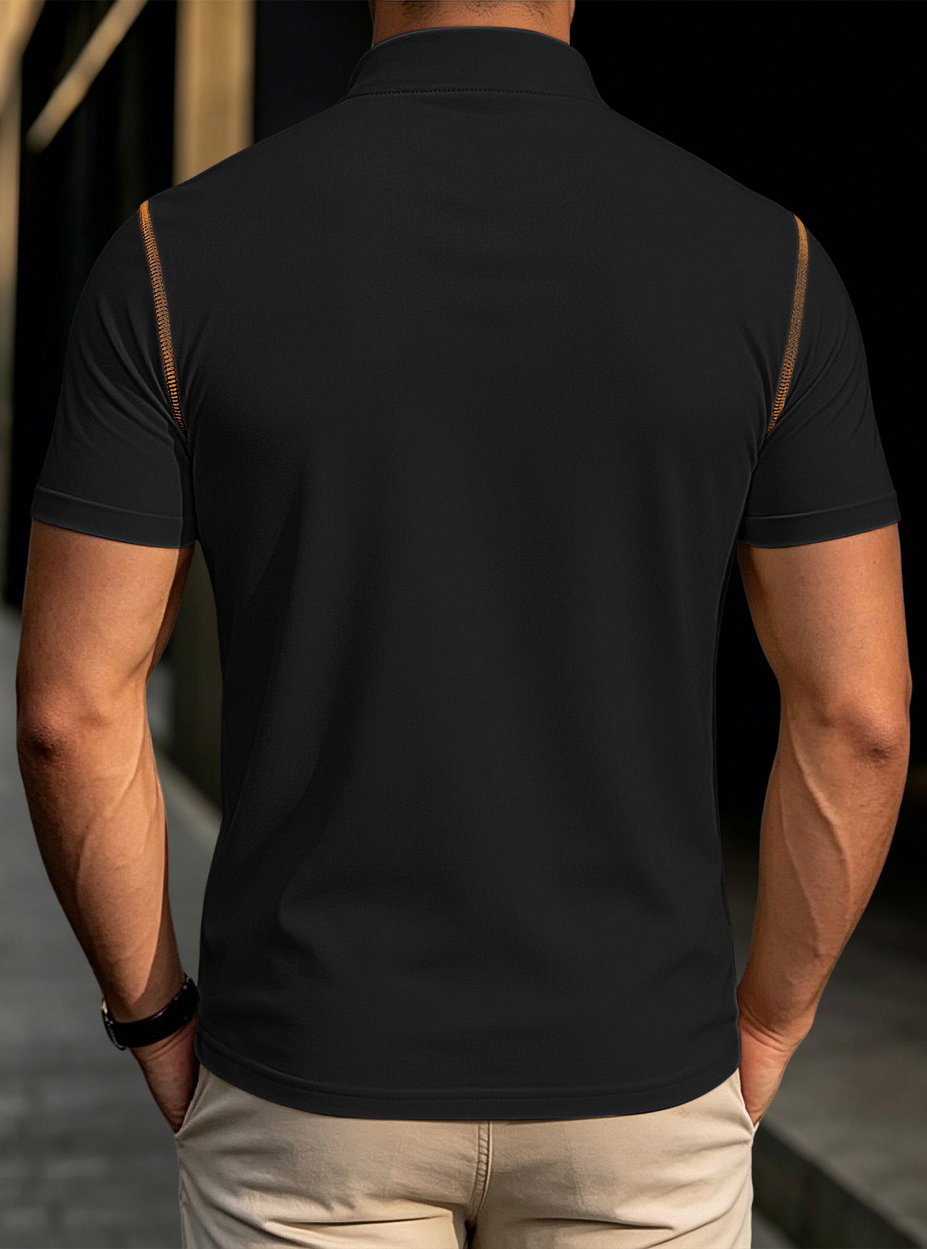 Men's Stand Collar Henley Polo Shirt