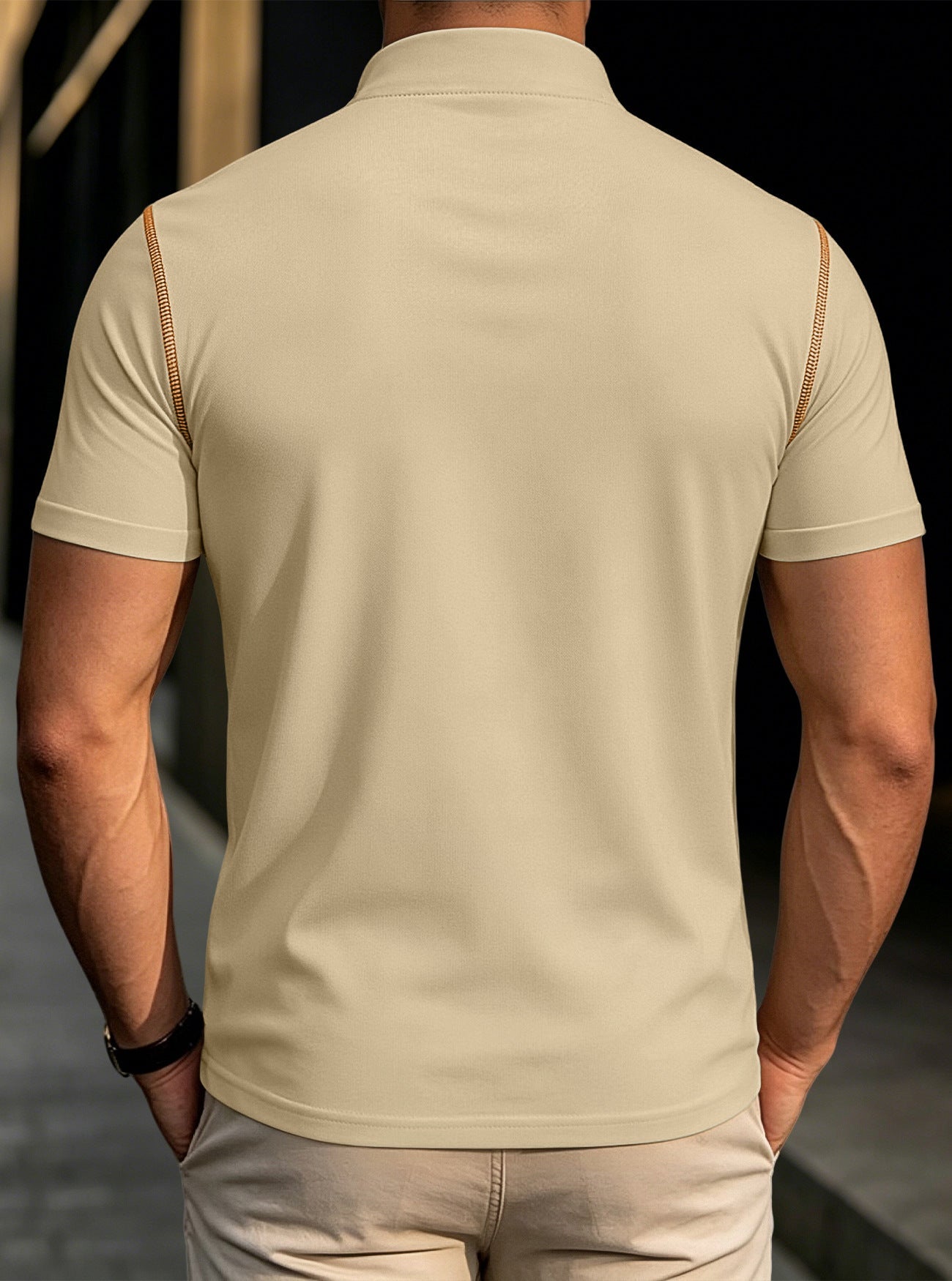 Men's Stand Collar Henley Polo Shirt