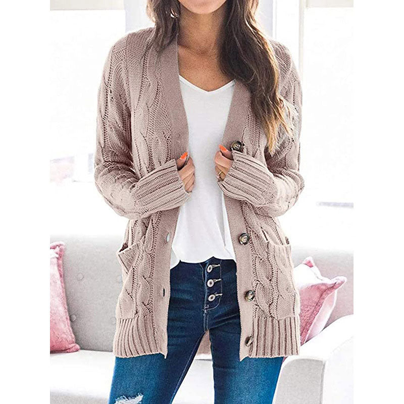 ZESICA Women's Fall Casual Long Sleeve Button Down Open Front Cable Knit Cardigan Sweater Coat