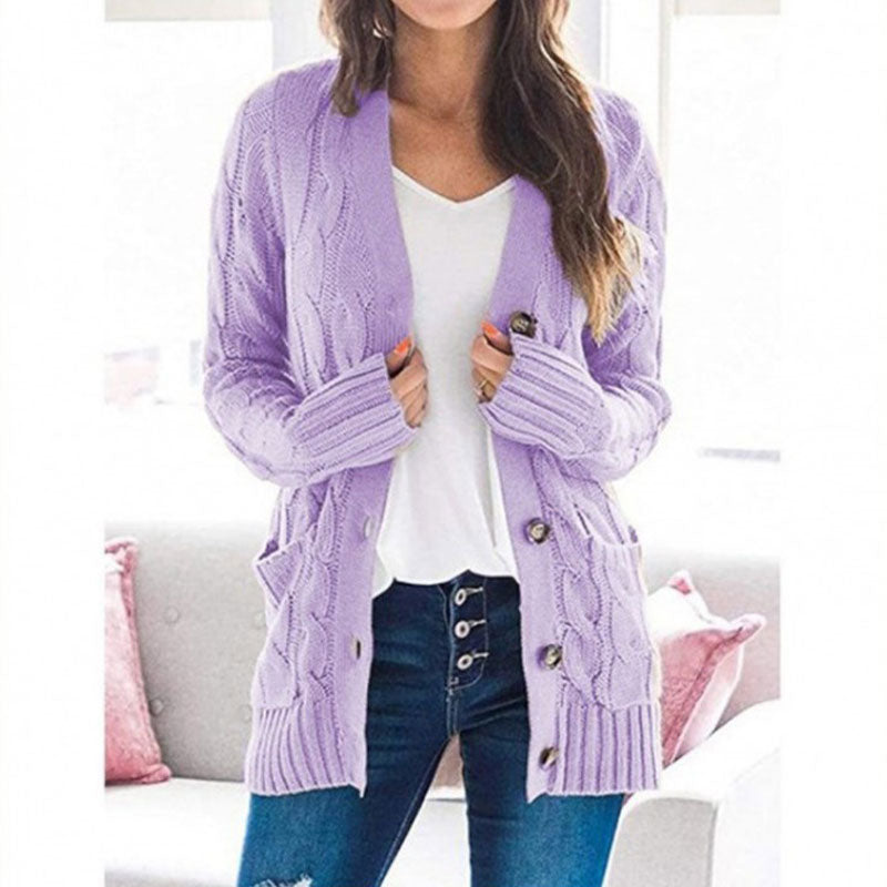 ZESICA Women's Fall Casual Long Sleeve Button Down Open Front Cable Knit Cardigan Sweater Coat