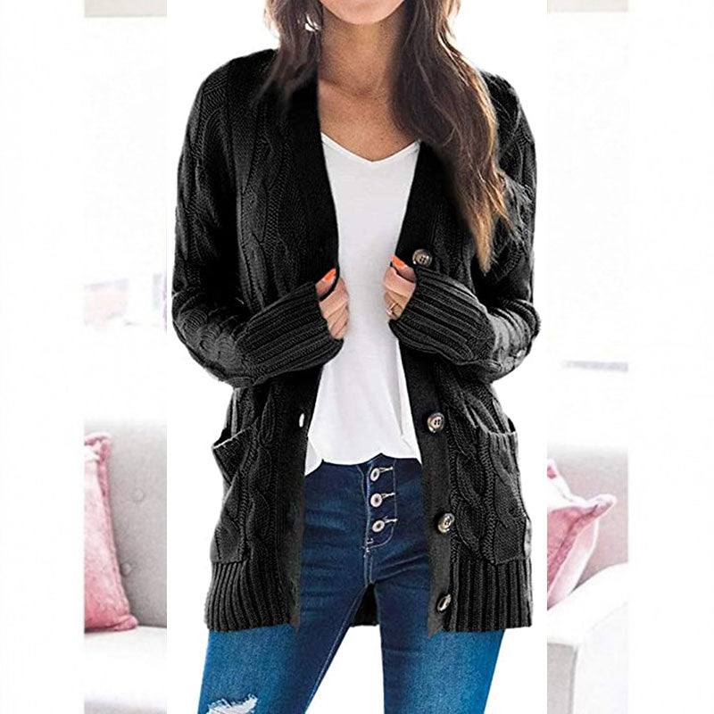 ZESICA Women's Fall Casual Long Sleeve Button Down Open Front Cable Knit Cardigan Sweater Coat