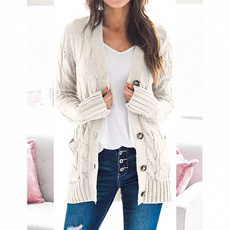 ZESICA Women's Fall Casual Long Sleeve Button Down Open Front Cable Knit Cardigan Sweater Coat