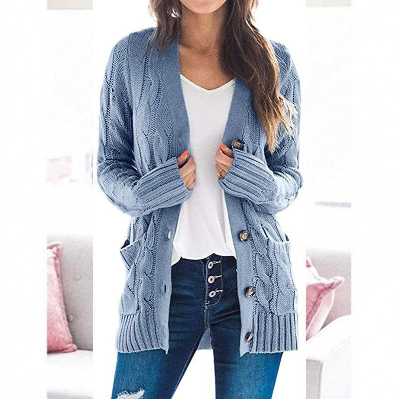 ZESICA Women's Fall Casual Long Sleeve Button Down Open Front Cable Knit Cardigan Sweater Coat