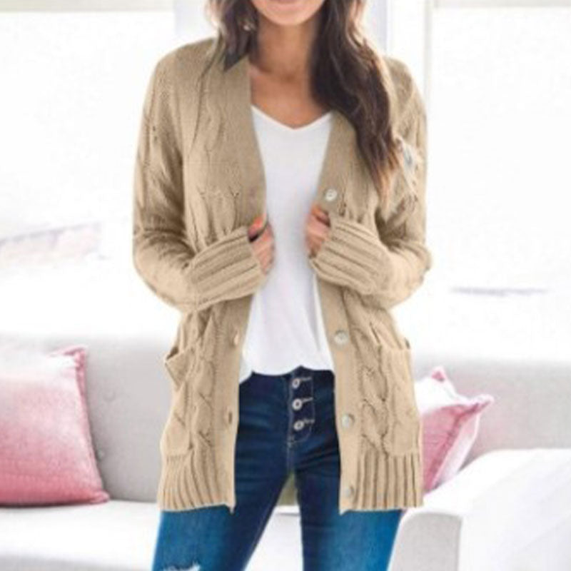 ZESICA Women's Fall Casual Long Sleeve Button Down Open Front Cable Knit Cardigan Sweater Coat