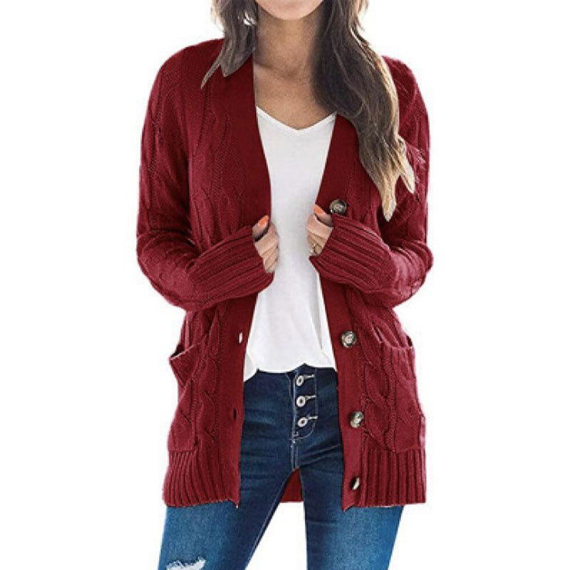 ZESICA Women's Fall Casual Long Sleeve Button Down Open Front Cable Knit Cardigan Sweater Coat