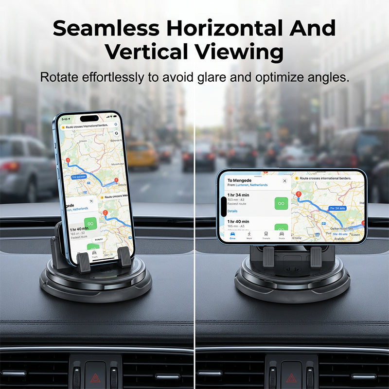 2-in-1 Car Dashboard Cell Phone Mount 360 Rotatable, Anti-Slip Base Safe Navigation Holder for All Smartphones